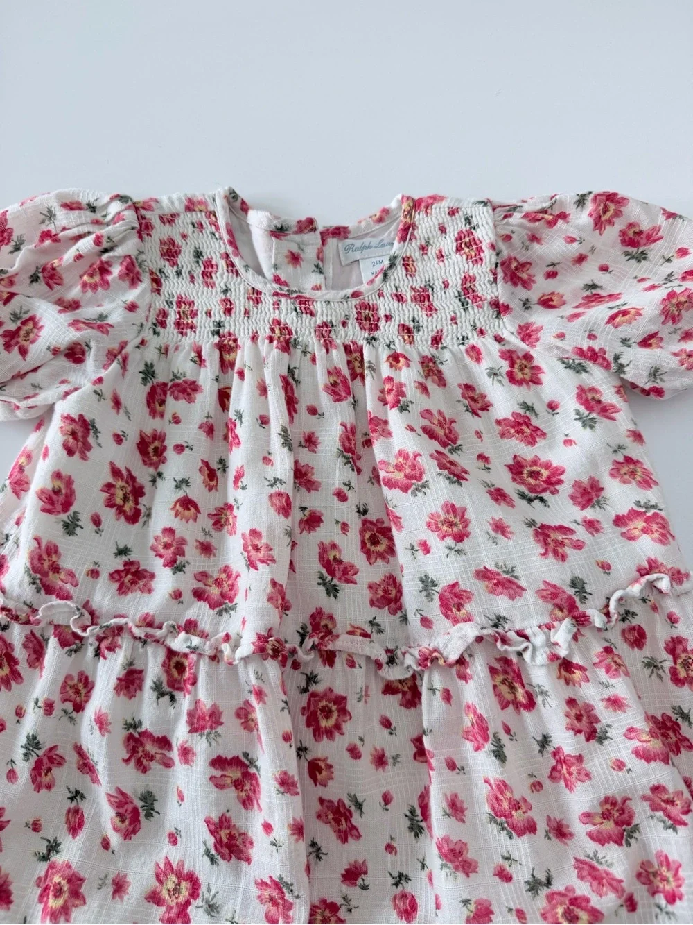 Ralph Lauren Pink Floral Cotton Dress Size 24M